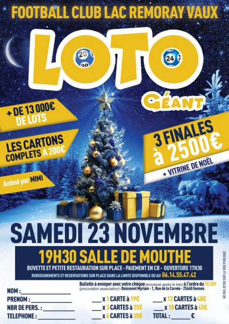 23 nov - loto géant - mouthe