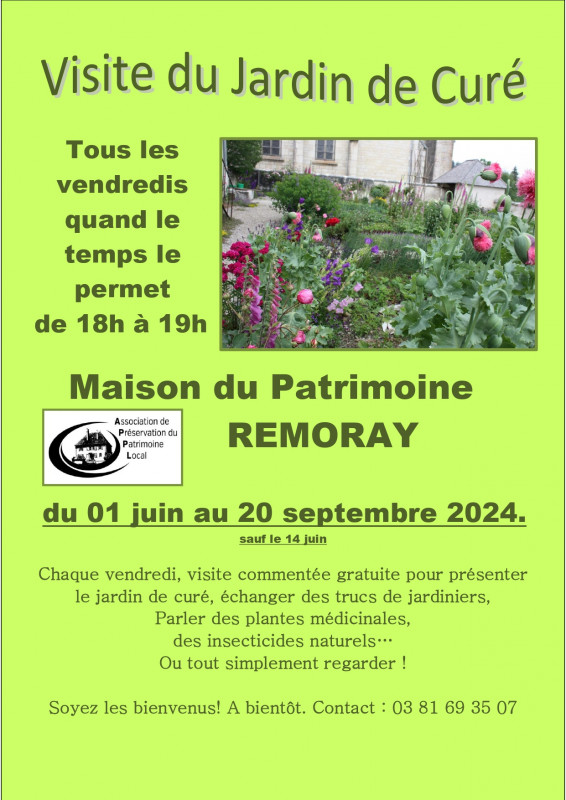 1 juin au 20 septembre - Visite du jardin du curé - Remoray Bougeon