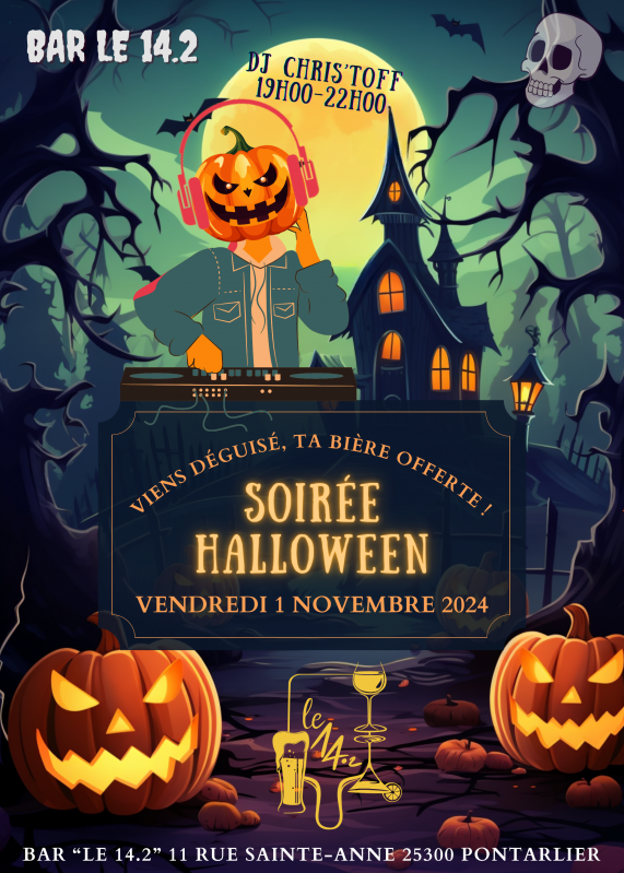 Blue and Orange Halloween Party Poster